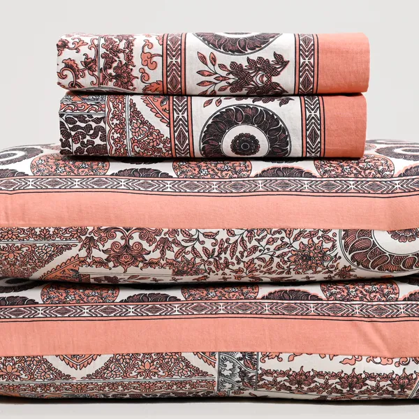 Peach_Gulzar_King_Size_Bedsheet_With_Pillow_Covers_|_144_TC