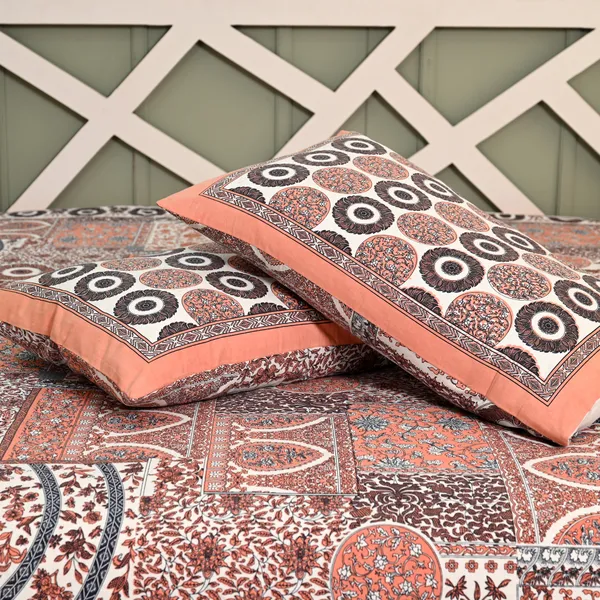 Peach_Gulzar_King_Size_Bedsheet_With_Pillow_Covers_|_144_TC