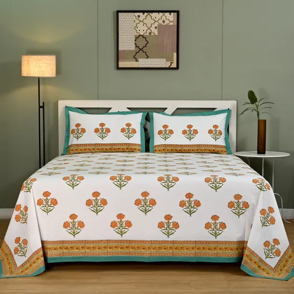 Genda_Bagh_Hand_Block_Print_Cotton_Bedsheet_|_250_TC
