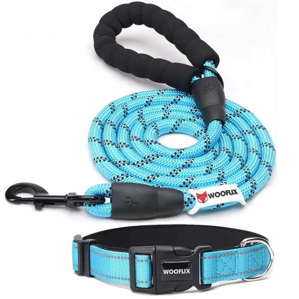 Wooflix_Reflective_Dog_Leash_And_Collar_Combo_Set