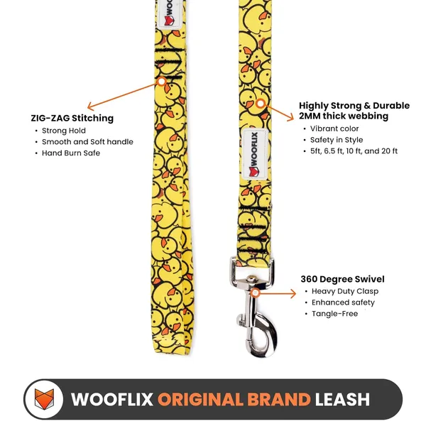 Wooflix_Nylon_Printed_Dog_Leash_(Yellow_Duck)