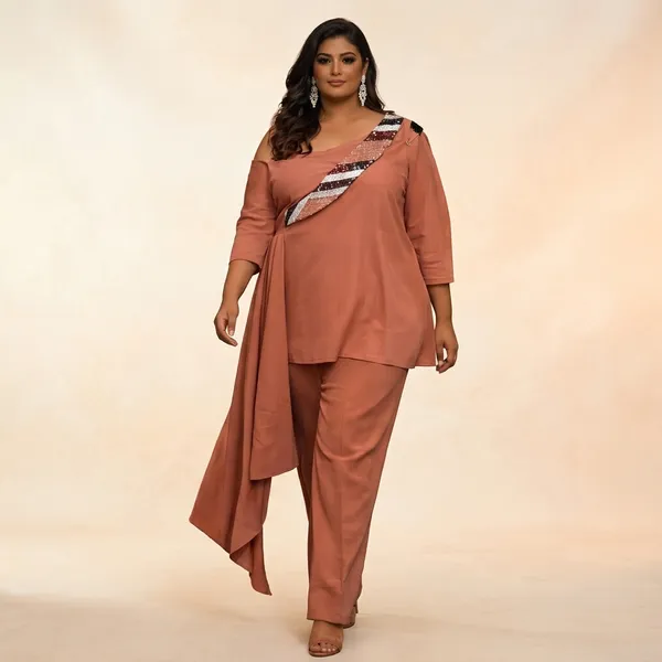 Orange_Banana_Crepe_Premium_Suit_Set_For_Women