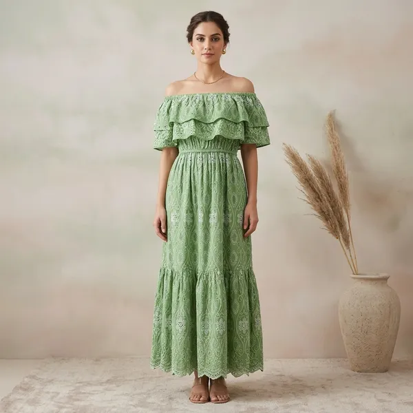 Multicolor_Chikankari_Cotton_Premium_Maxi_Dress_For_Women