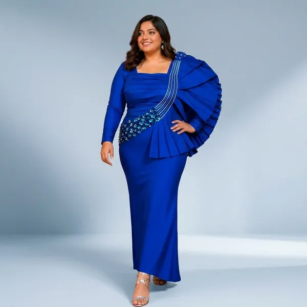 Royal_Blue_Banana_Crepe_Premium_Gown_For_Women