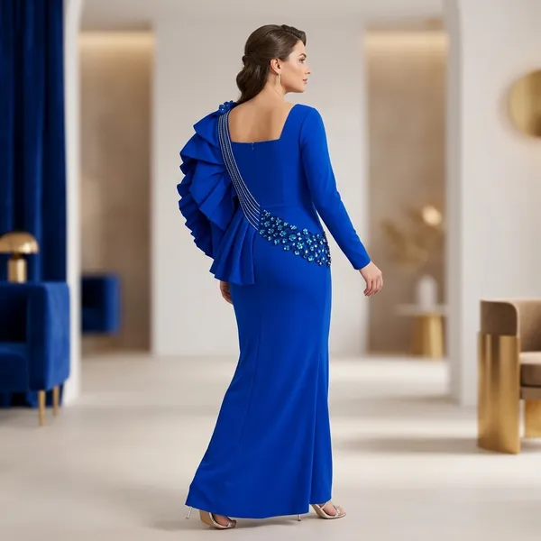 Royal_Blue_Banana_Crepe_Premium_Gown_For_Women