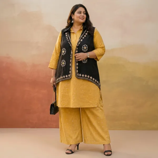 Mustard_Yellow_Cotton_Premium_Kurta_Set_For_Women