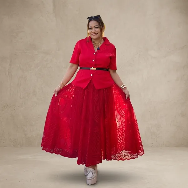 Red_Cotton_Premium_Anarkali_Kurta_Set_For_Women