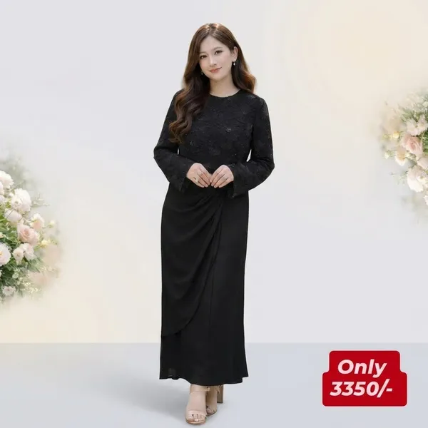 Black_Cotton_Premium_Long_Sleeve_Wrap_Dress_For_Women