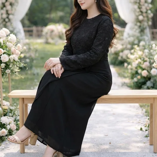 Black_Cotton_Premium_Long_Sleeve_Wrap_Dress_For_Women