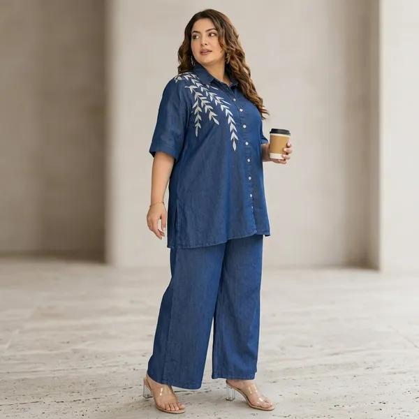 Blue_Cotton_Denim_Premium_Shirt_And_Palazzo_Set_For_Women