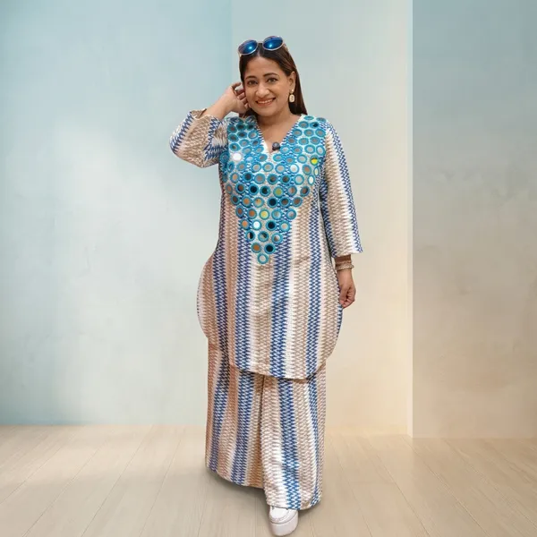 Sky_Blue_Crochet_Premium_Kurta_Set_For_Women
