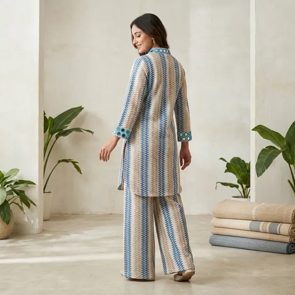 Sky_Blue_Crochet_Premium_Kurta_Set_For_Women