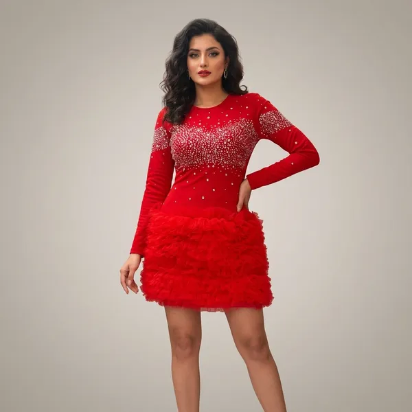 Red_Cotton_Premium_Mini_Dress_For_Women