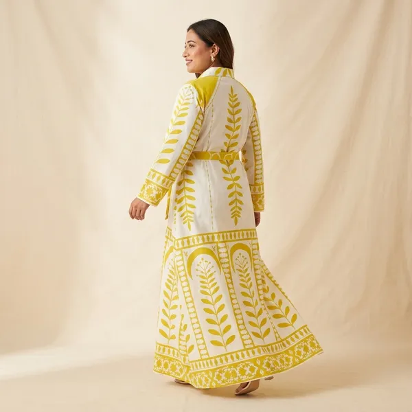 Yellow_And_White_Cotton_Premium_Maxi_Dress_For_Women