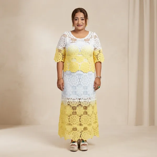 Yellow_And_White_Crochet_Premium_Maxi_Dress_For_Women