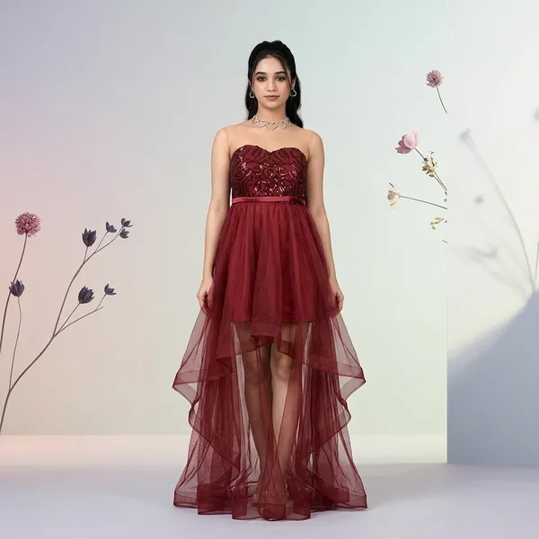 Maroon_Cotton_Premium_Low_Gown_For_Women