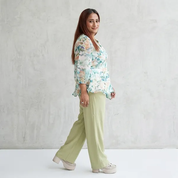 Multicolor_Printed_Organza_Premium_V-Neck_Top_For_Women