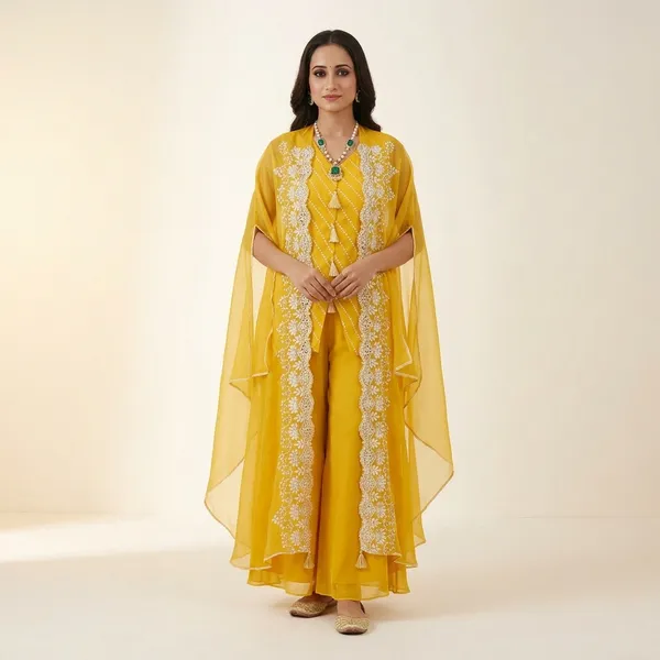 Yellow_Georgette__Premium_Suit_Set_For_Women