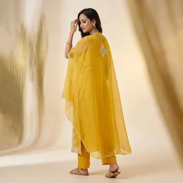Yellow_Georgette__Premium_Suit_Set_For_Women