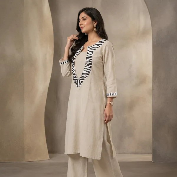 Beige_Cotton_Premium_Kurta_Palazzo_Set_For_Women