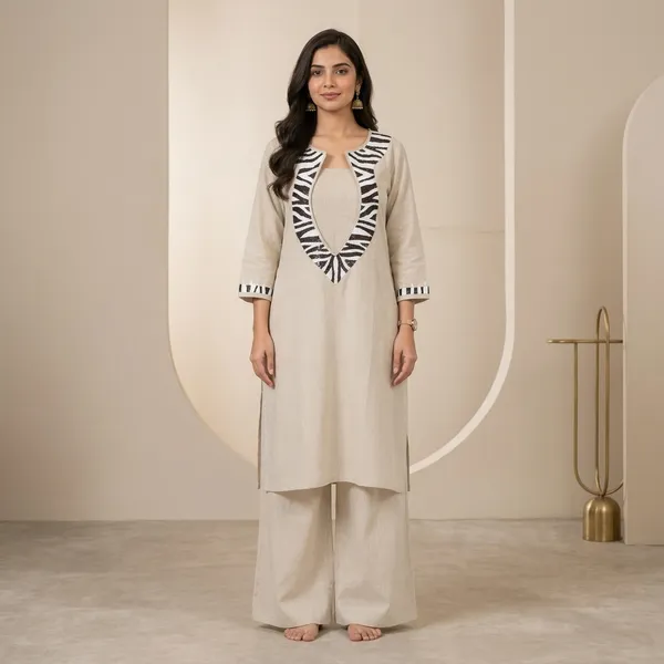 Beige_Cotton_Premium_Kurta_Palazzo_Set_For_Women