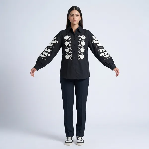 Black_Cotton_Premium_Full_Sleeve_Shirt_For_Women