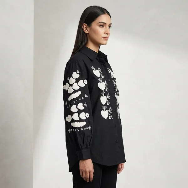 Black_Cotton_Premium_Full_Sleeve_Shirt_For_Women