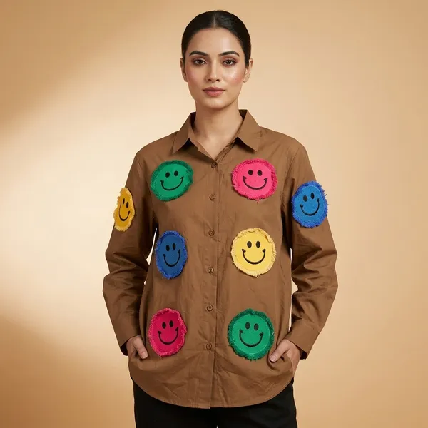 Brown_Cotton_Premium_Full_Sleeve_Shirt_For_Women