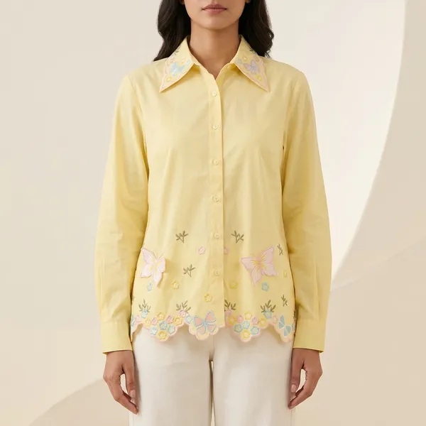 Yellow_Cotton_Premium_Full_Sleeve_Shirt_For_Women