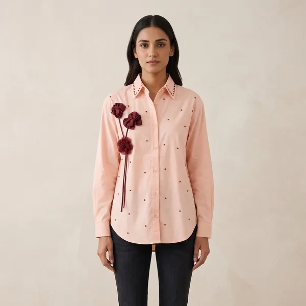 Peach_Cotton_Premium_Shirt_For_Women