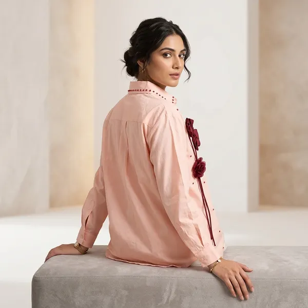 Peach_Cotton_Premium_Shirt_For_Women