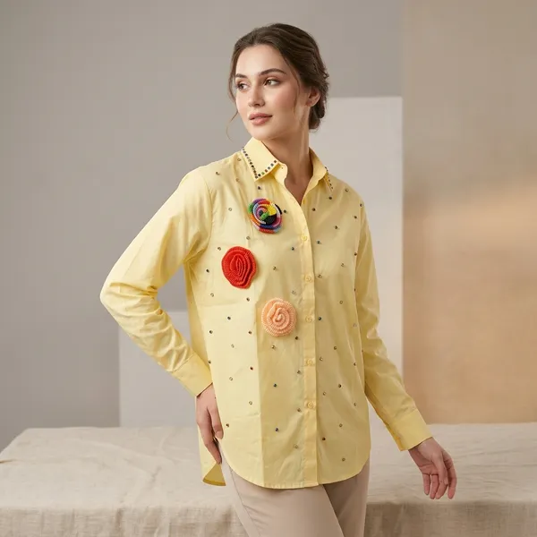 Yellow_Cotton_Premium_Shirt_For_Women