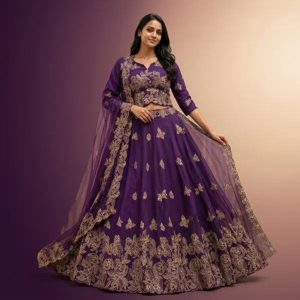 Purple_Embroidered_Silk_Crop_Top_Lehenga_Choli_For_Women