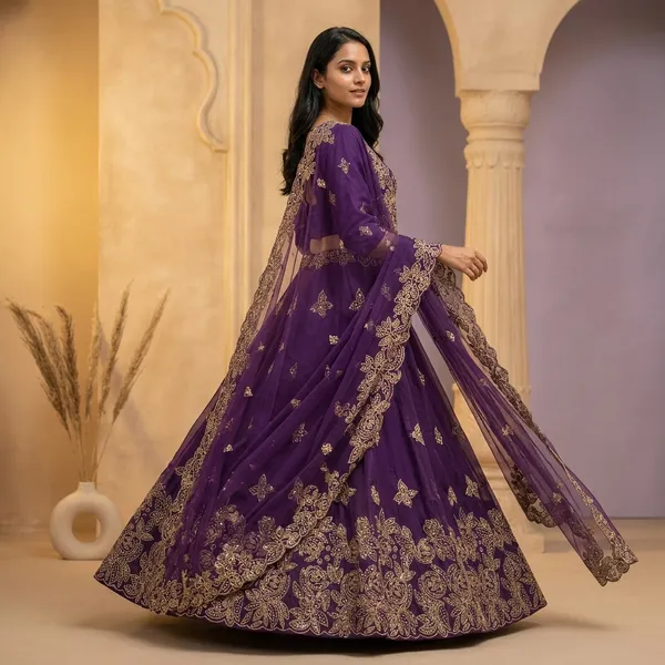 Purple_Embroidered_Silk_Crop_Top_Lehenga_Choli_For_Women