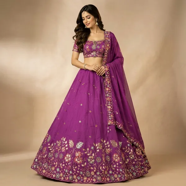 Ethnic_Purple_Embroidered_Silk_Lehenga_Choli_Crop_Top_Set_For_Women