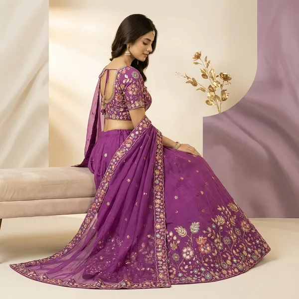 Ethnic_Purple_Embroidered_Silk_Lehenga_Choli_Crop_Top_Set_For_Women