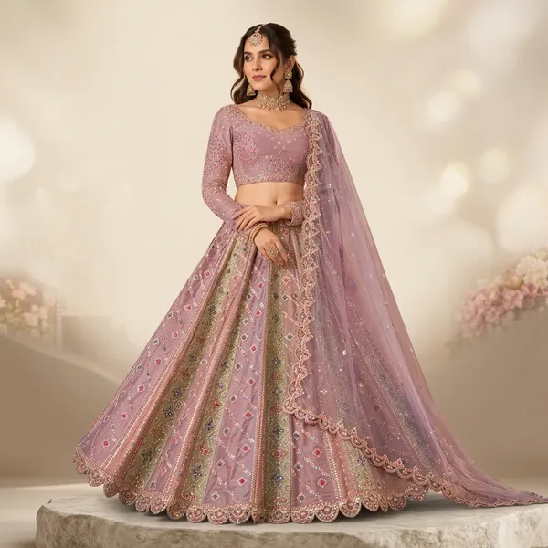 Multicolor_Lavender_Heavy_Embroidered_Lehenga_Choli_Set_For_Women