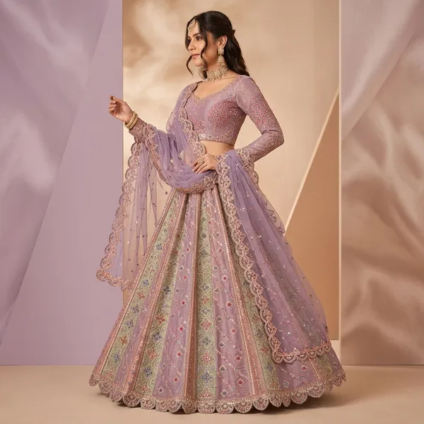 Multicolor_Lavender_Heavy_Embroidered_Lehenga_Choli_Set_For_Women