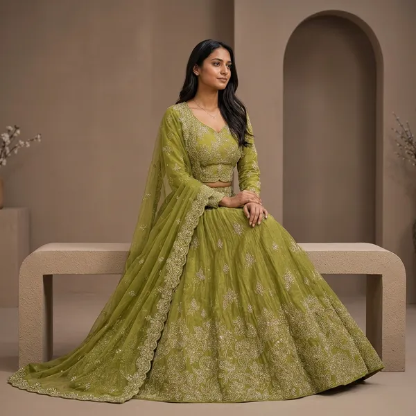 Pista_Green_Embroidered_Silk_Crop_Top_Lehenga_Choli_For_Women