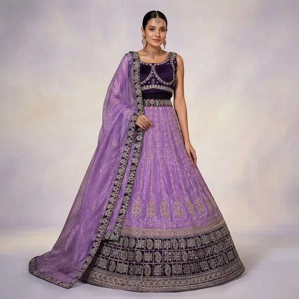 Lavender_Hand_Work_Beads_Designer_Lehenga_Choli_For_Women