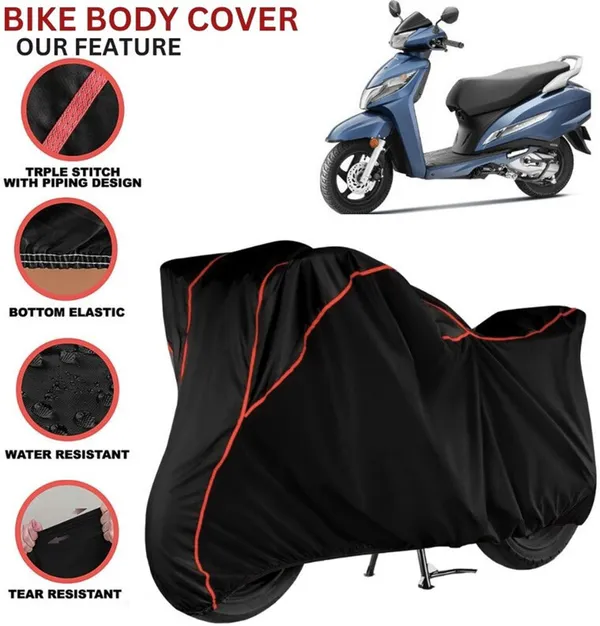 Black_Polyester_Waterproof_Bike_Body_Cover_With_Red_Piping