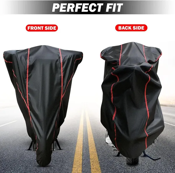 Black_Polyester_Waterproof_Triple_Stitch_Bike_Body_Cover_With_Red_Piping