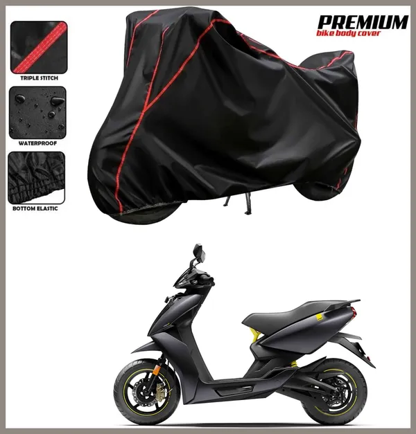 Black_Polyester_Waterproof_Triple_Stitch_Bike_Body_Cover_With_Red_Piping