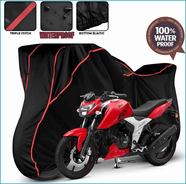 Black_Polyester_Waterproof_Motorcycle_Cover_With_Red_Piping