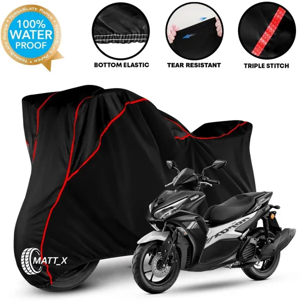 Black_Polyester_Waterproof_Motorcycle_Cover_With_Red_Piping