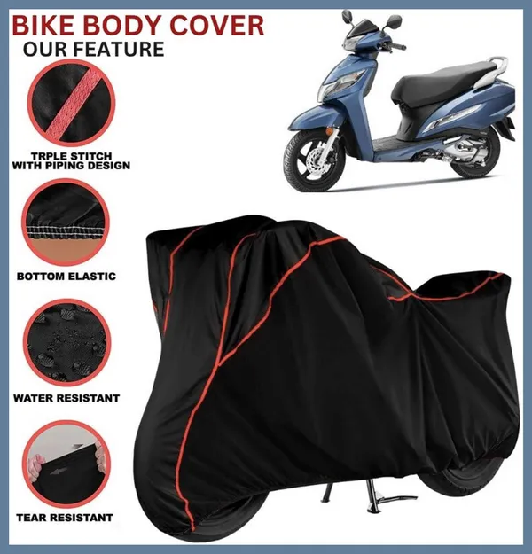 Black_Polyester_Waterproof_Bike_Body_Cover_With_Red_Piping