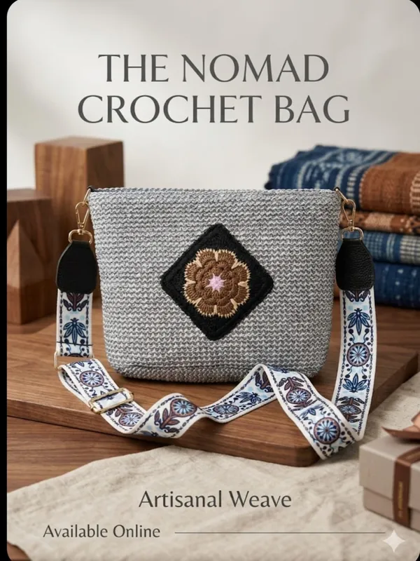 Grey_Crochet_Fabric_Sling_Bag_For_Women