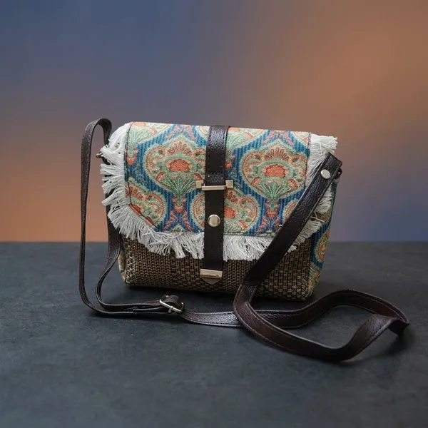 Multicolor_Woven_Jute-Textured_Base_With_Printed_Fabric_Flap_And_Faux_Leather_Strap_Sling_Bag_For_Women