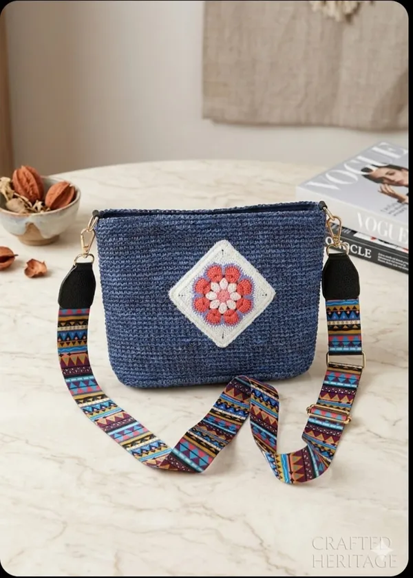 Blue_Woven_Fabric_Sling_Bag_For_Women