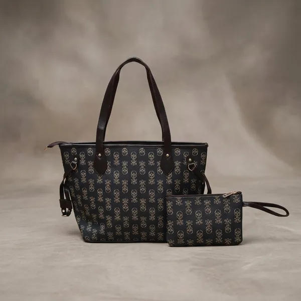 Blue_Monogram_Print_Fabric_With_Faux_Leather_Trims_Tote_Bag_For_Women_Pack_Of_2